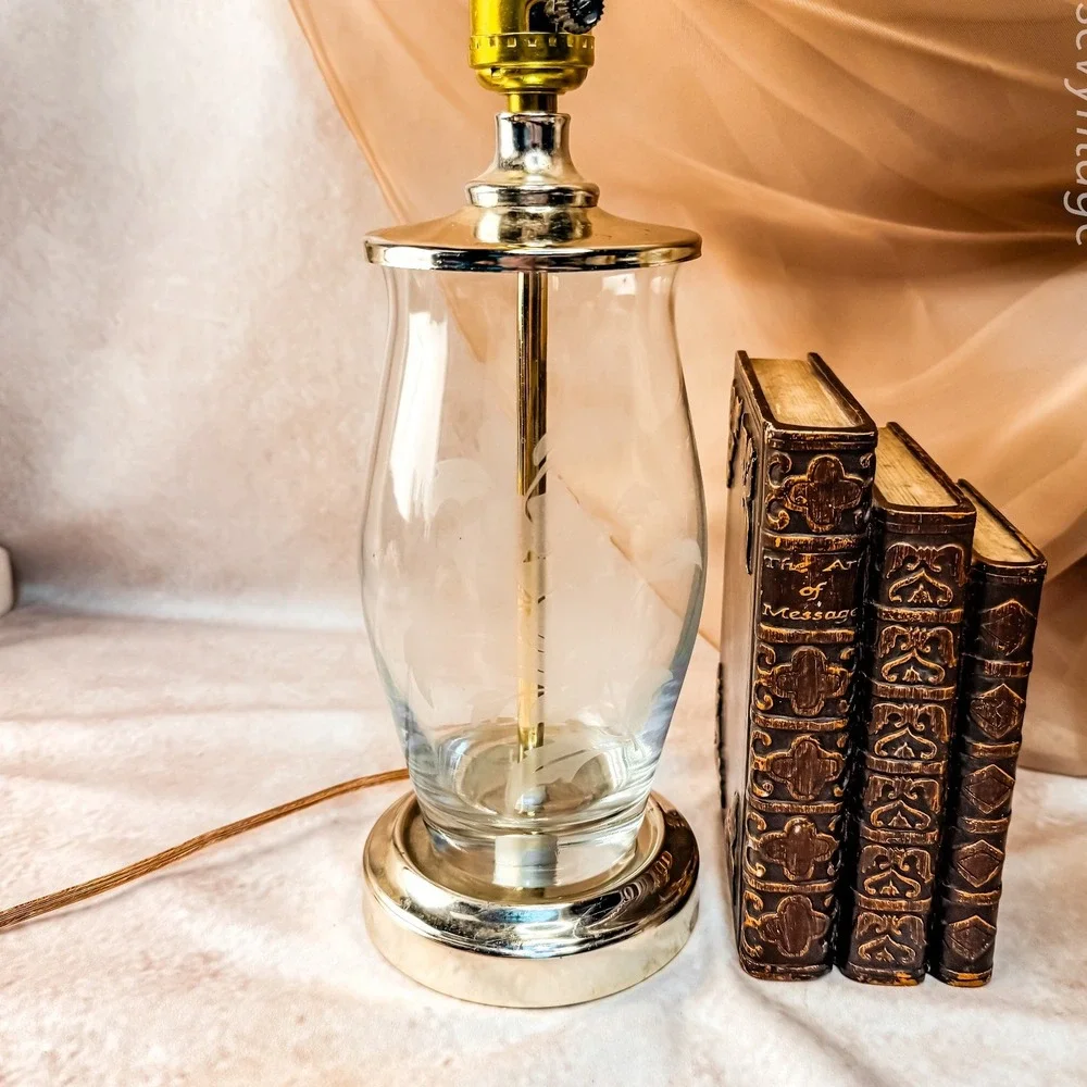 Floral Etched Glass Lamp